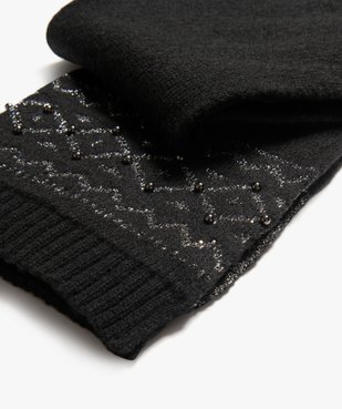 Ensemble 2 pièces bonnet + écharpe à paillettes et perles femme vue3 - GEMO 4G FEMME - GEMO