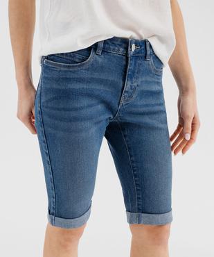 Bermuda en jean extensible à revers femme vue2 - GEMO(FEMME PAP) - GEMO