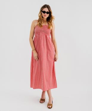 Robe longue à fines bretelles à motif vichy femme vue1 - GEMO(FEMME PAP) - GEMO