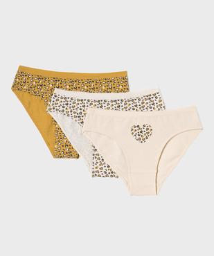 Culottes en coton biologique à motif léopard fille (lot de 3) vue1 - GEMO 4G FILLE - GEMO