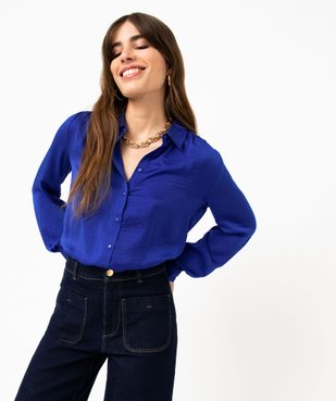 Chemise en satin à manches longues femme vue1 - GEMO 4G FEMME - GEMO