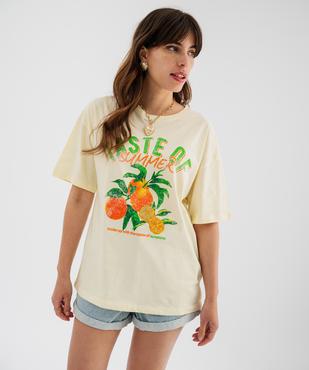 Tee-shirt manches courtes en jersey de coton imprimé femme vue4 - GEMO(FEMME PAP) - GEMO