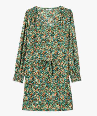 Robe femme imprimée à manches longues avec ceinture vue4 - GEMO(FEMME PAP) - GEMO