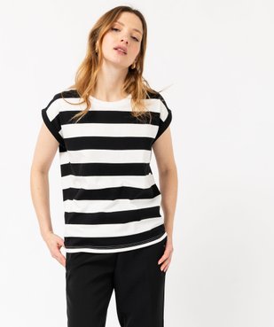 Tee-shirt rayé à manches ultra courtes femme vue3 - GEMO(FEMME PAP) - GEMO