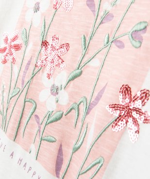 Tee-shirt à manches longues avec motif brodé fille vue3 - GEMO (ENFANT) - GEMO