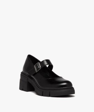 Ballerines fille unies à talon large et semelle crantée  vue2 - GEMO (ENFANT) - GEMO