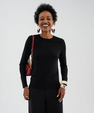Pull col rond en maille viscose fine et souple femme vue1 - GEMO 4G FEMME - GEMO