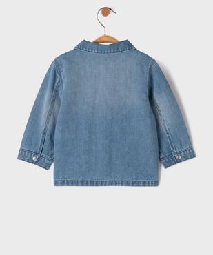 Veste en jean délavée en coton avec poches plaquées bébé fille vue4 - GEMO(BEBE DEBT) - GEMO