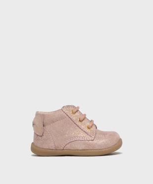 Chaussures premiers pas en cuir pailleté bébé fille - LuluCastagnette vue1 - LULUCASTAGNETTE - GEMO