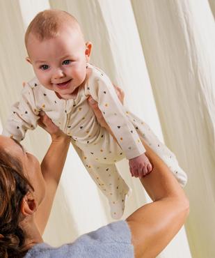 Pyjama dors bien en coton imprimé coeurs ouverture devant par zip bébé vue4 - GEMO 4G BEBE - GEMO