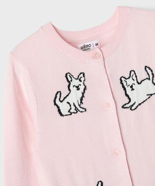Gilet à col rond avec motifs chats fille vue2 - GEMO 4G FILLE - GEMO