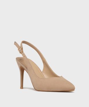 Escarpins slingbacks en suédine à talon aiguille et bout pointu femme - Valentina Baldano vue2 - VALENTINA BALDA - GEMO