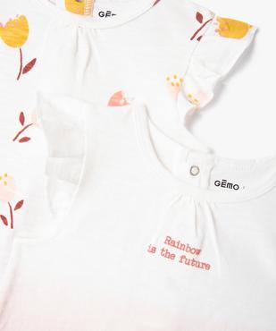 Combishort avec volants aux emmanchures bébé fille (lot de 3) vue2 - GEMO(BB COUCHE) - GEMO