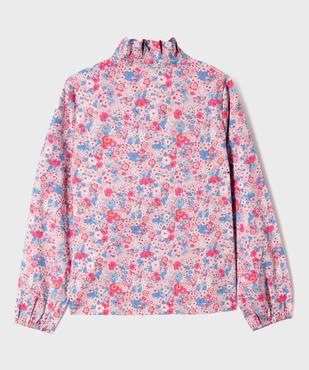 Chemise à col froncé à motifs fleuris fille - LuluCastagnette vue3 - LULUCASTAGNETTE - GEMO