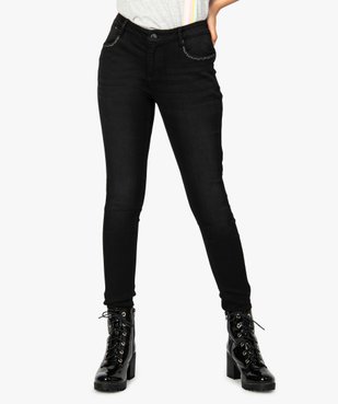 Jean femme coupe slim à détails argentés en polyester recyclé vue1 - GEMO 4G FEMME - GEMO