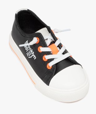 Baskets garçon en toile unie avec détails fluo et lacets élastiques vue6 - BUGGY GEMO FOR GOOD - GEMO