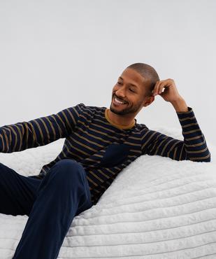 Pyjama en jersey de coton avec haut rayé homme vue4 - GEMO 4G HOMME - GEMO