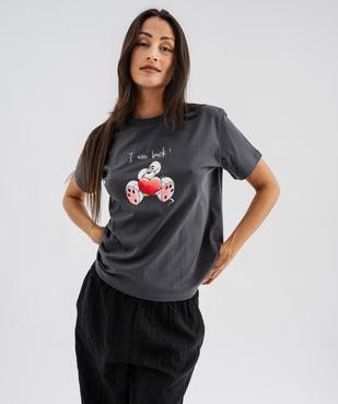 Tee-shirt manches courtes avec motif poitrine femme - Diddl vue3 - DIDDL - GEMO