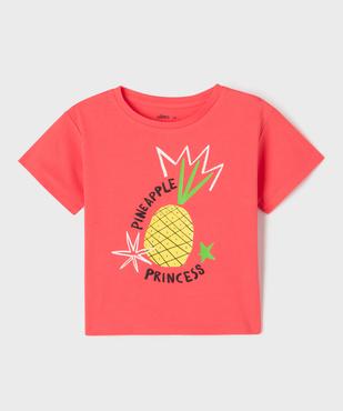 Tee-shirt manches courtes oversize avec motif fluo fille vue1 - GEMO (ENFANT) - GEMO