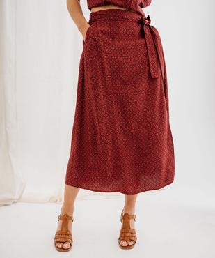 Jupe longue fendue en viscose fluide imprimée à taille élastiquée femme vue4 - GEMO 4G FEMME - GEMO