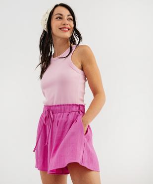 Débardeur en maille côtelée emmanchures américaines femme vue2 - GEMO 4G FEMME - GEMO