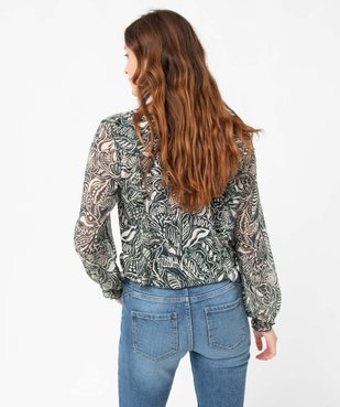 Tee-shirt femme imprimé à manches longues en voile et volants vue3 - GEMO(FEMME PAP) - GEMO