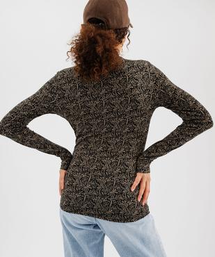 Tee-shirt manches longues et col roulé imprimé femme vue3 - GEMO 4G FEMME - GEMO