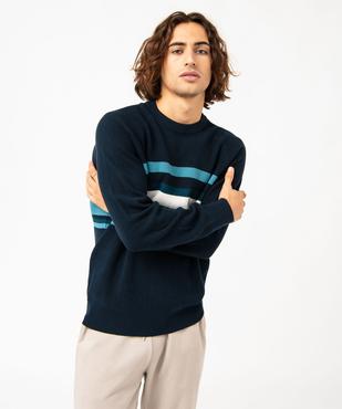 Pull en maille piquée à rayures homme vue1 - GEMO (HOMME) - GEMO