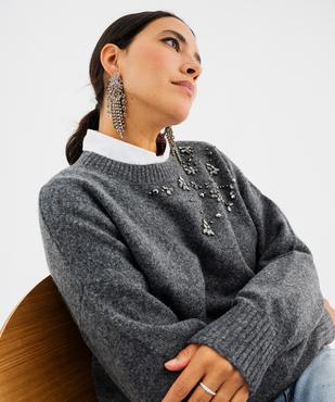Pull col rond strass femme vue3 - GEMO(FEMME PAP) - GEMO