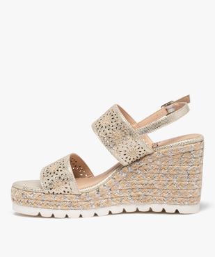 Sandales femme compensées à brides ajourées  vue3 - GEMO(URBAIN) - GEMO