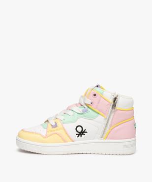 Baskets fille mid-cut multicolores à lacets et zip - Benetton vue3 - BENETTON - GEMO