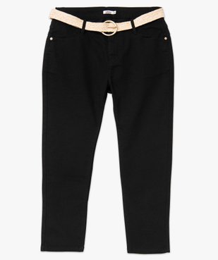 Pantacourt femme en toile denim avec ceinture tressée vue4 - GEMO 4G FEMME - GEMO