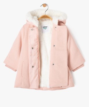 Manteau à capuche avec doublure peluche bébé fille vue2 - GEMO 4G BEBE - GEMO