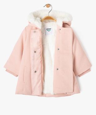 Manteau à capuche avec doublure peluche bébé fille vue2 - GEMO 4G BEBE - GEMO