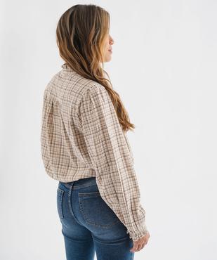 Blouse à carreaux avec finitions froncées femme vue3 - GEMO 4G FEMME - GEMO