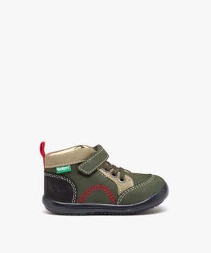 Chaussures premiers pas bébé garçon en cuir à lacets élastiques et à scratch - Kickers vue1 - KICKERS - GEMO