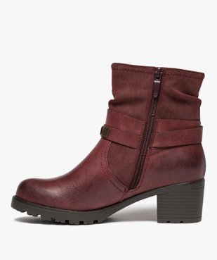 Boots femme zippées à talon carré et semelle crantée col plissé vue4 - EMILIA ROSA - GEMO