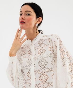 Chemise en maille ajourée et col volanté femme vue2 - GEMO(FEMME PAP) - GEMO