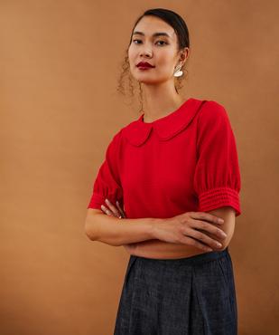 Blouse unie col claudine femme vue3 - GEMO(FEMME PAP) - GEMO