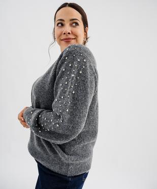Pull en maille douillette avec strass femme grande taille vue1 - GEMO (G TAILLE) - GEMO