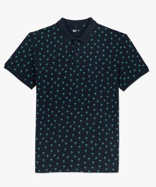 Polo manches courtes en maille de coton piquée à motifs palmies homme vue4 - GEMO 4G HOMME - GEMO