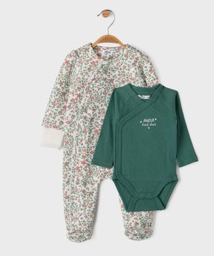 Ensemble 2 pièces bébé fille pyjama et body manches longues  vue1 - GEMO(BB COUCHE) - GEMO
