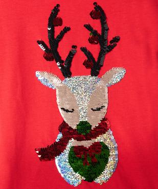 Tee-shirt de Noël fille à manches courtes et sequins réversibles vue2 - GEMO (ENFANT) - GEMO
