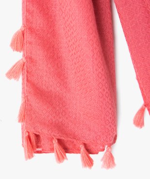 Foulard uni avec finitions pompons femme vue2 - GEMO 4G FEMME - GEMO