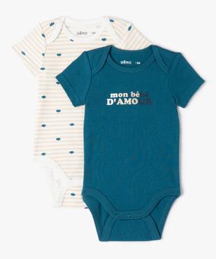 Body bébé à manches courtes et col américain (lot de 2) vue1 - GEMO 4G BEBE - GEMO