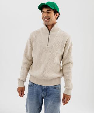 Pull en maille fantaisie avec col zippé homme vue3 - GEMO (HOMME) - GEMO