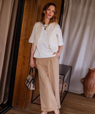 Pantacourt large à revers femme vue1 - GEMO 4G FEMME - GEMO
