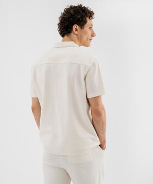 Chemise manches courtes à col cubain en maille piquée homme vue3 - GEMO 4G HOMME - GEMO