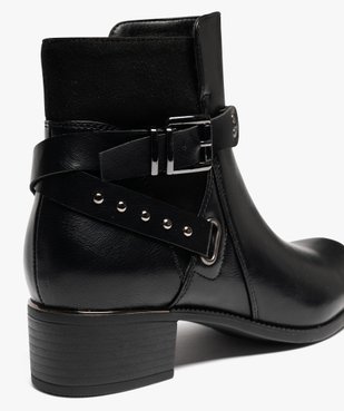 Boots femme à petit talon et bout amande avec brides fantaisie  vue7 - GEMO (CASUAL) - GEMO