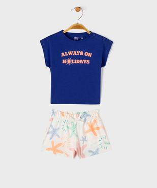 Ensemble 2 pièces bébé fille tee-shirt et short vue1 - GEMO 4G BEBE - GEMO